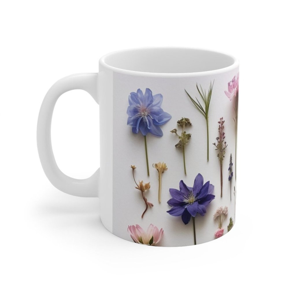 Flowers Mug, Boho Wildflowers Cottagecore Coffee Mug, Vintage Botanical Tea Cup